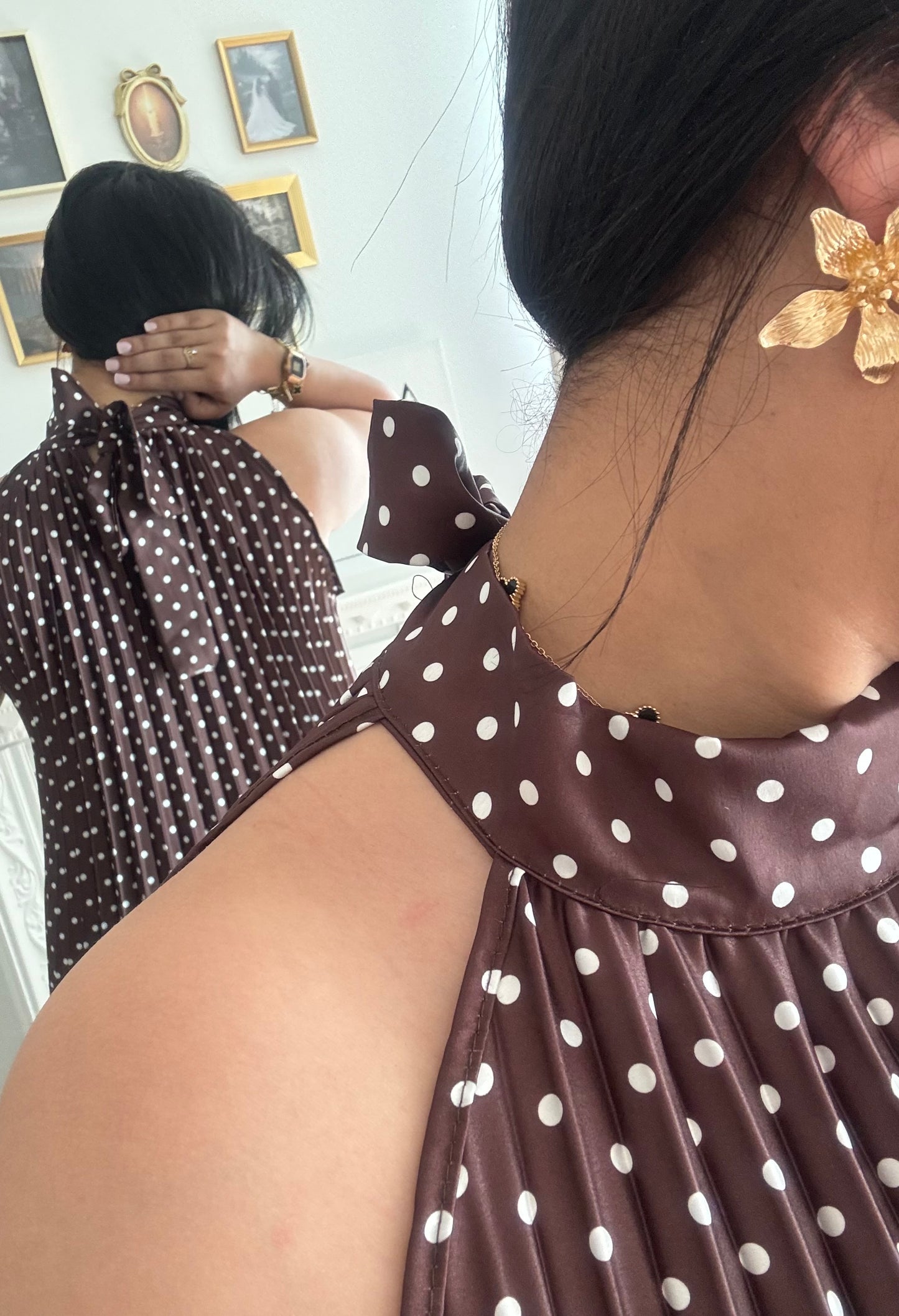 Robe à pois marron
