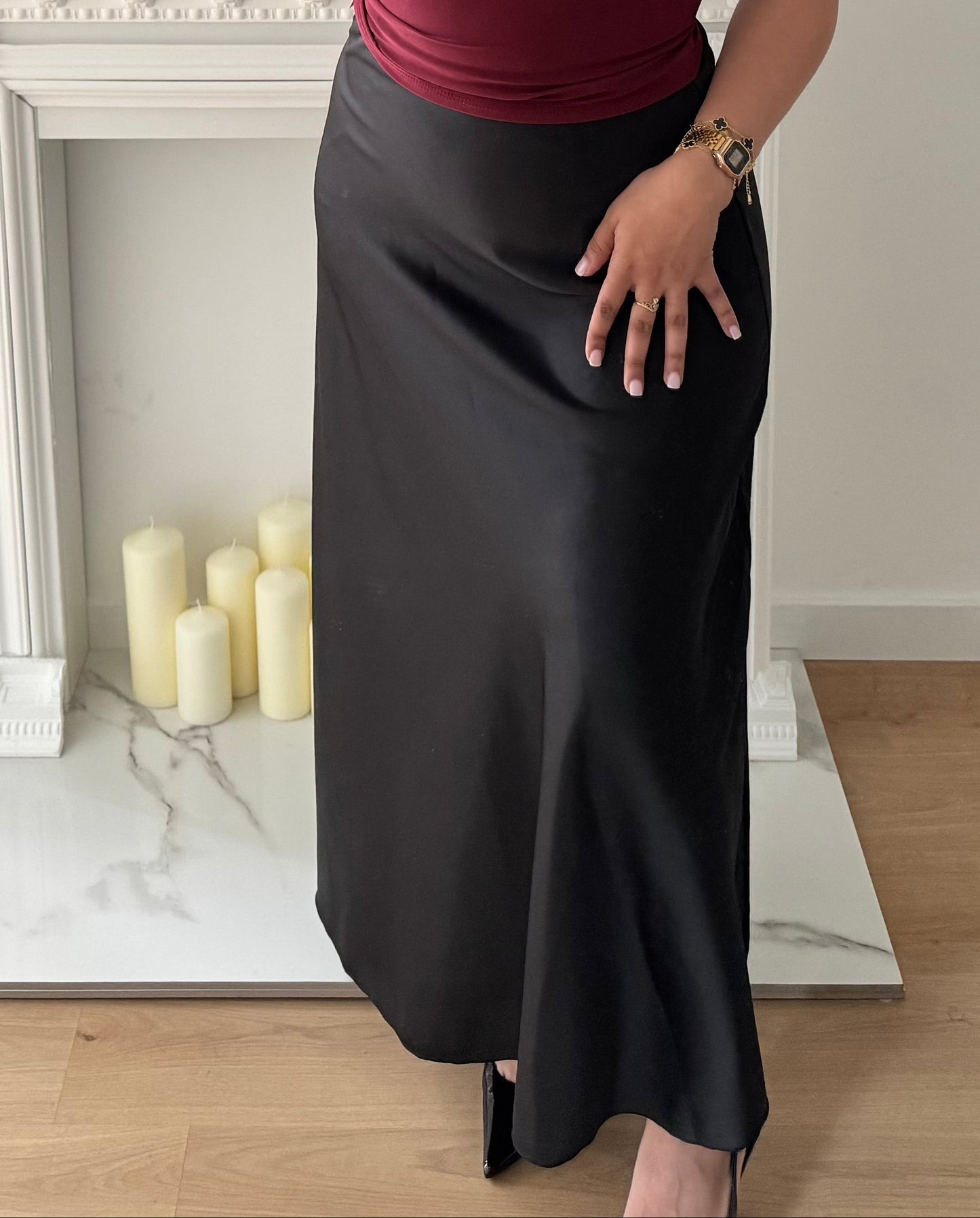 Jupe satinée NOIRE