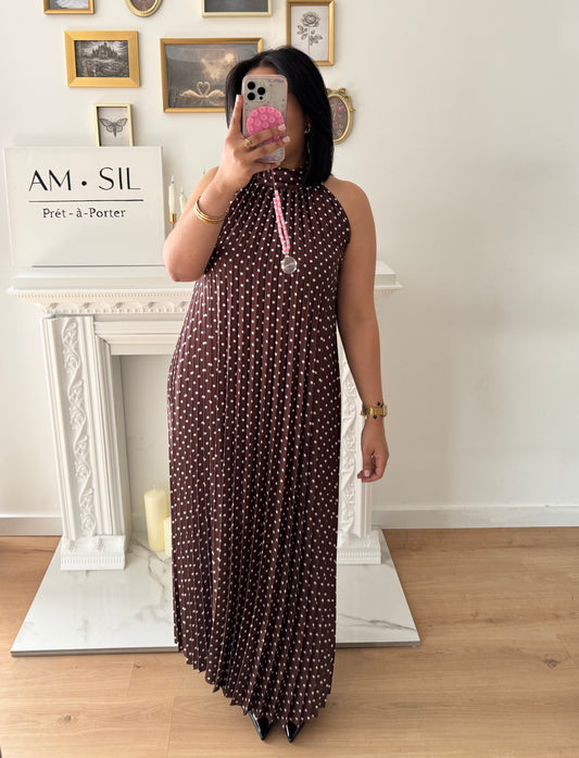 Robe à pois marron
