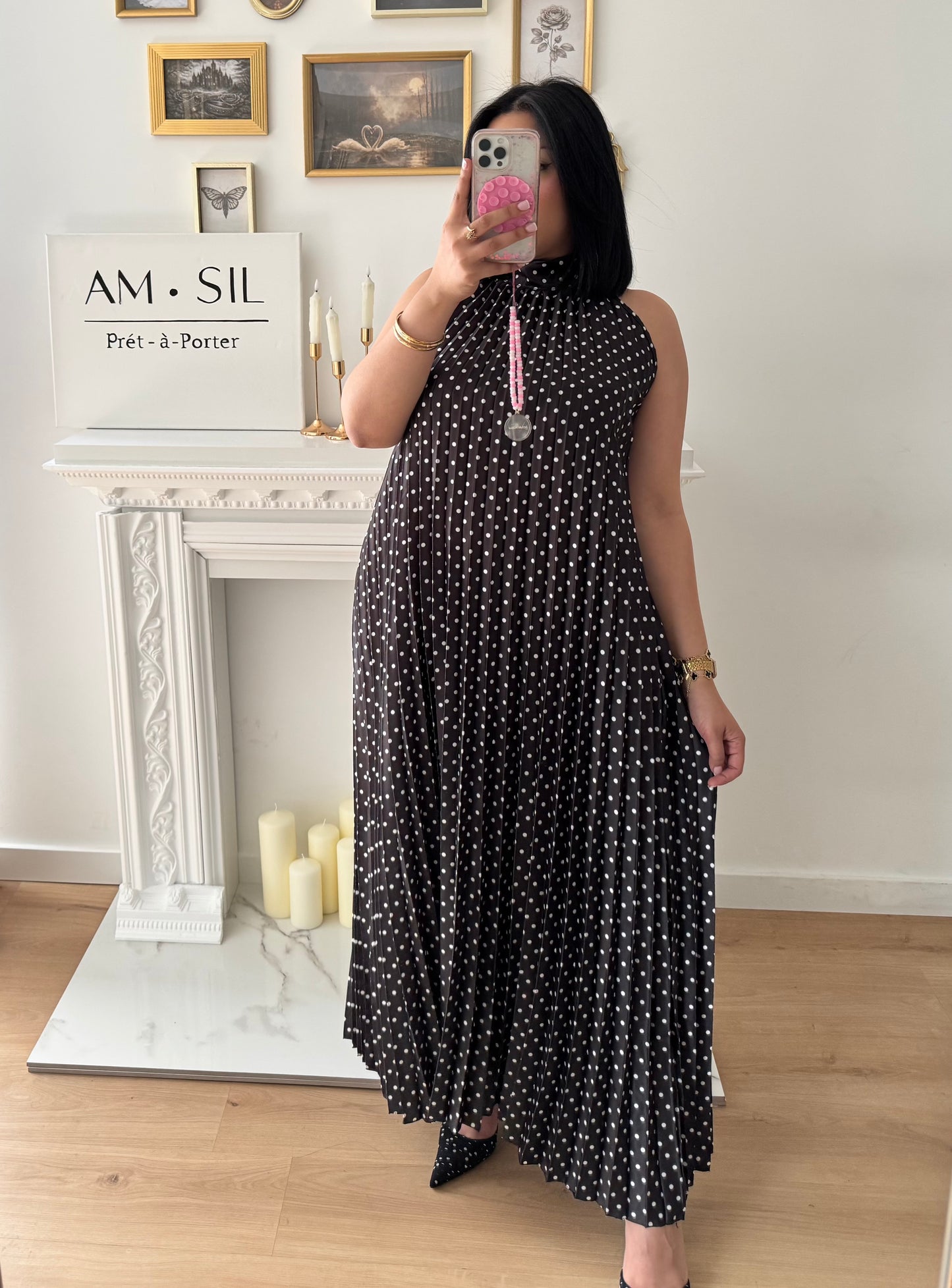 Robe à pois NOIRE